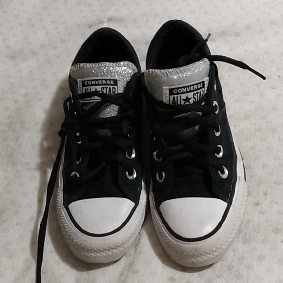 Converse Shoes - Converse black and silver tennies